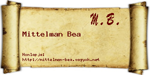 Mittelman Bea névjegykártya